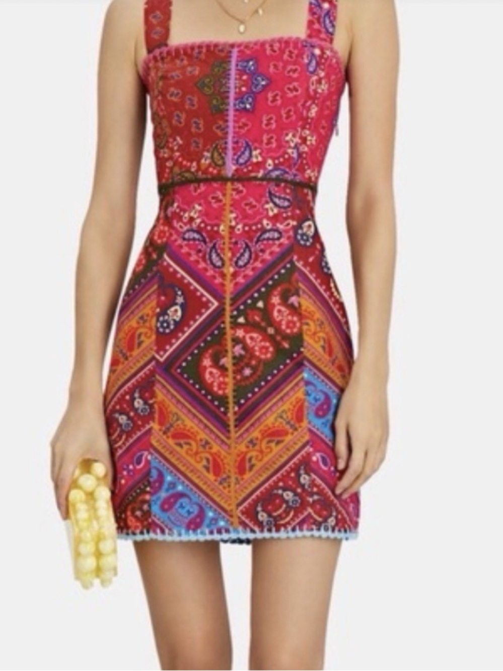 Anthropologie Farm Rio Pink Paisley Bandana Print Mini Sundress With Side Zip